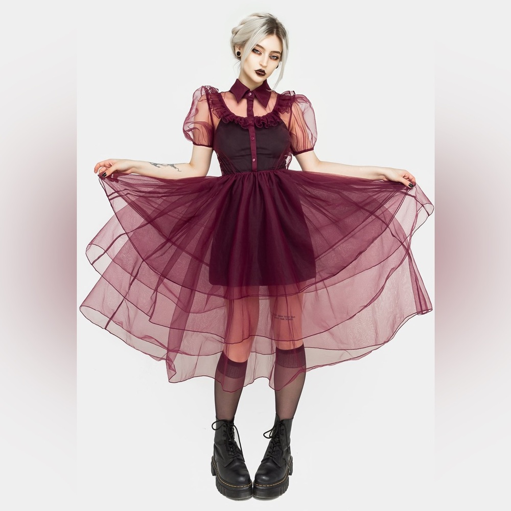NWT Disturbia Headhunter Frill Yoke Gown Purple US 4 / UK 8